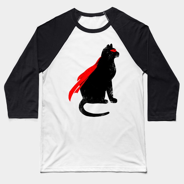 Super Hero Cat Baseball T-Shirt by clingcling
